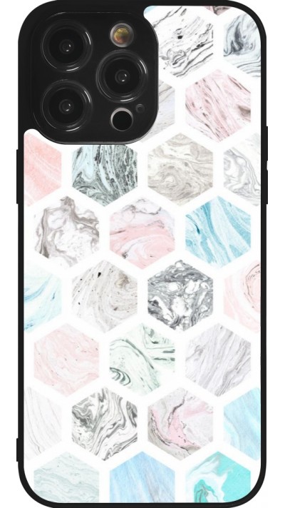 Coque iPhone 14 Pro Max - Silicone rigide noir Marble Everything