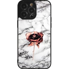 iPhone 14 Pro Max Case Hülle - Silikon schwarz Marble Rose Gold