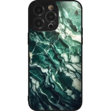 iPhone 14 Pro Max Case Hülle - Silikon schwarz Majestätischer grüner Marmor