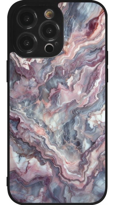 iPhone 14 Pro Max Case Hülle - Silikon schwarz Violetter silberner Marmor