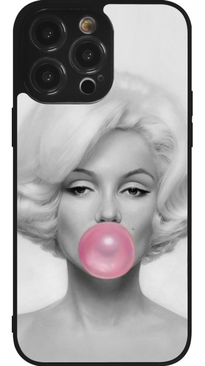 Coque iPhone 14 Pro Max - Silicone rigide noir Marilyn Bubble