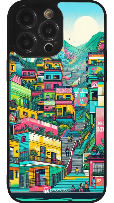 Coque iPhone 14 Pro Max - Silicone rigide noir Medellin Comuna 13 Art