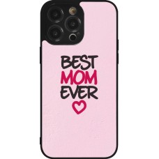 Coque iPhone 14 Pro Max - Silicone rigide noir Mom 2023 best Mom ever pink