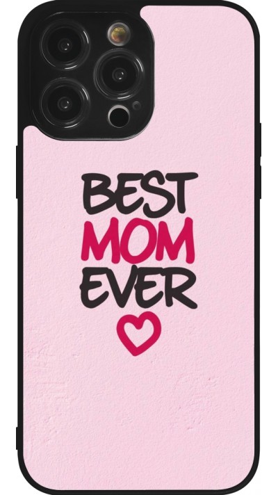 Coque iPhone 14 Pro Max - Silicone rigide noir Mom 2023 best Mom ever pink