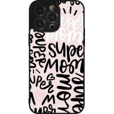 Coque iPhone 14 Pro Max - Silicone rigide noir Mom 2024 Super mom