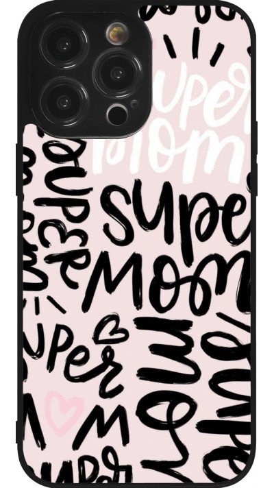 Coque iPhone 14 Pro Max - Silicone rigide noir Mom 2024 Super mom