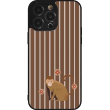 iPhone 14 Pro Max Case Hülle - Silikon schwarz Monkey with stripes