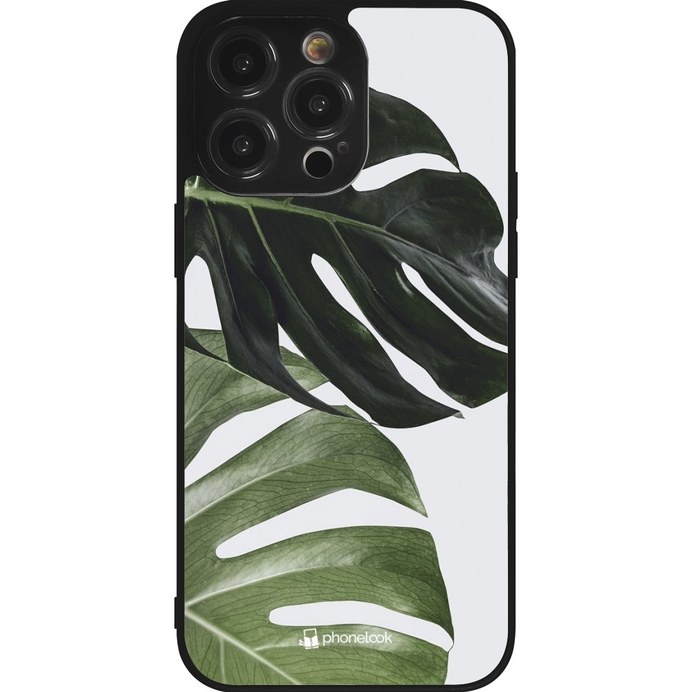 Coque iPhone 14 Pro Max - Silicone rigide noir Monstera Plant