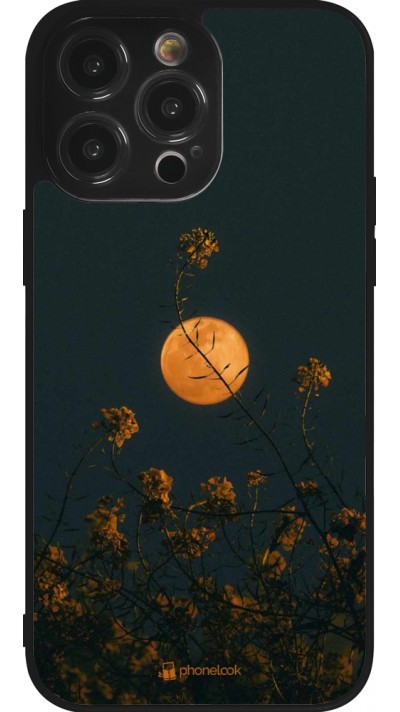 Coque iPhone 14 Pro Max - Silicone rigide noir Moon Flowers