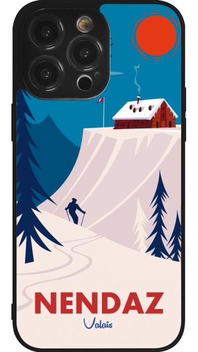 Coque iPhone 14 Pro Max - Silicone rigide noir Nendaz Cabane Ski
