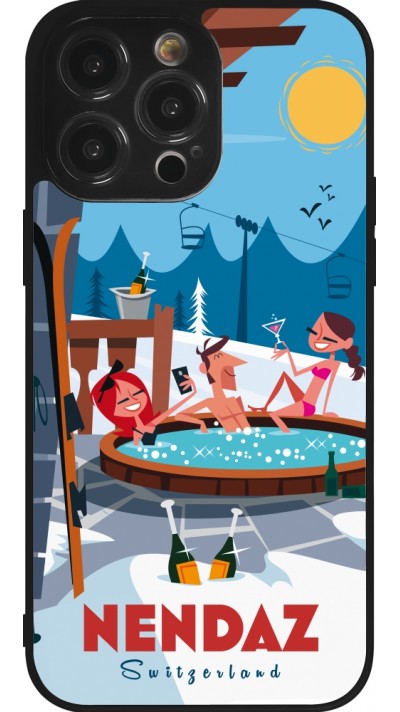 Coque iPhone 14 Pro Max - Silicone rigide noir Nendaz Mountain Jacuzzi