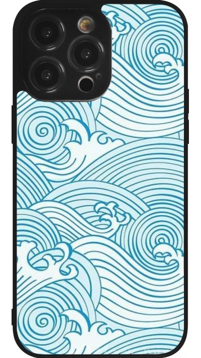 Coque iPhone 14 Pro Max - Silicone rigide noir Ocean Waves