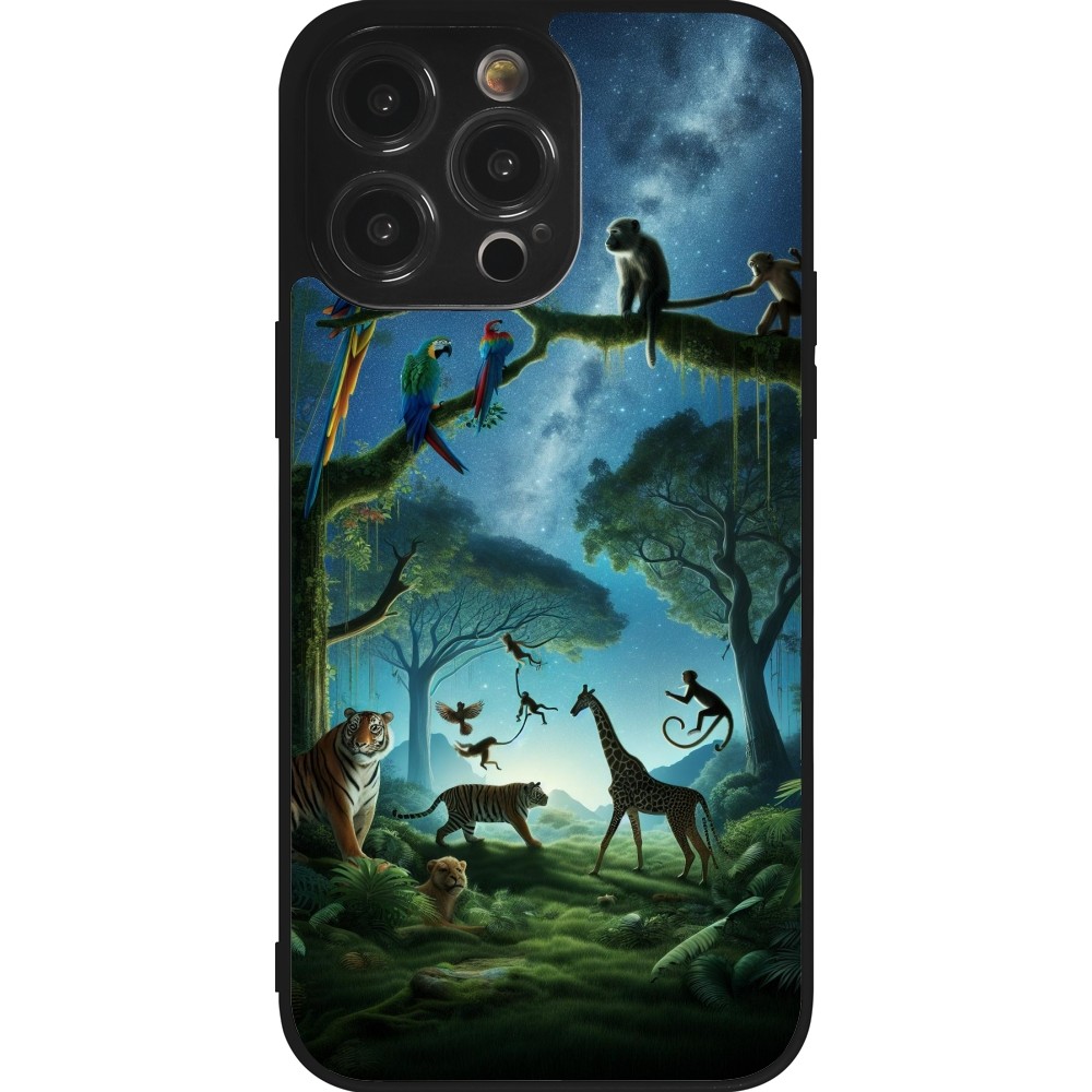 Coque iPhone 14 Pro Max - Silicone rigide noir Paradis des animaux exotiques
