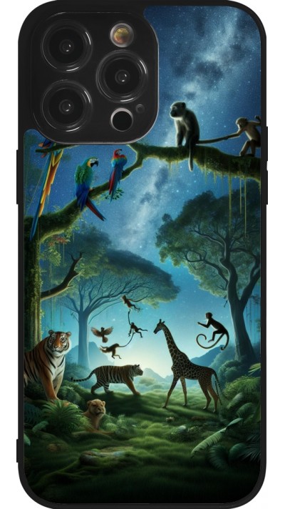 Coque iPhone 14 Pro Max - Silicone rigide noir Paradis des animaux exotiques