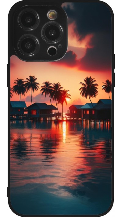 Coque iPhone 14 Pro Max - Silicone rigide noir Paradis Maldives