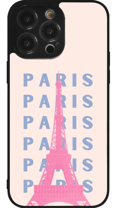Coque iPhone 14 Pro Max - Silicone rigide noir Paris Pink Print