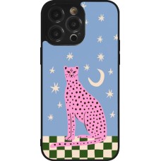 Coque iPhone 14 Pro Max - Silicone rigide noir Pink leopard with stars 2026