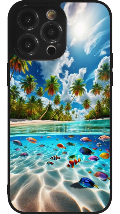 Coque iPhone 14 Pro Max - Silicone rigide noir Plage Paradis