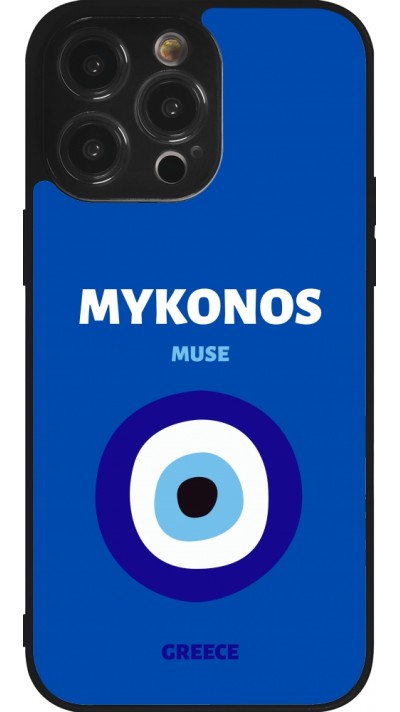 Coque iPhone 14 Pro Max - Silicone rigide noir Pop Summer Destination Mykonos