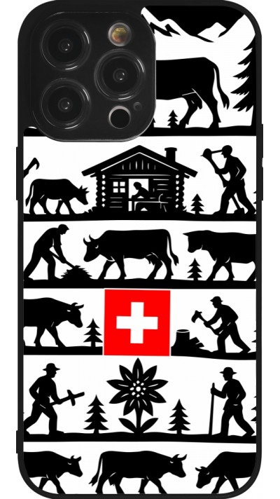 Coque iPhone 14 Pro Max - Silicone rigide noir Poya Suisse 1