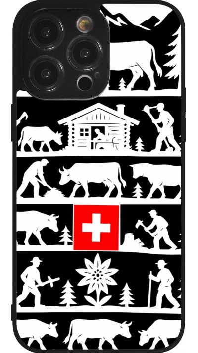 Coque iPhone 14 Pro Max - Silicone rigide noir Poya Suisse 1 noir