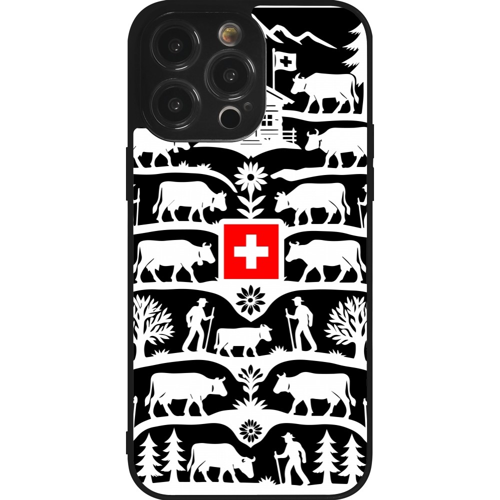 Coque iPhone 14 Pro Max - Silicone rigide noir Poya Suisse 3 noir
