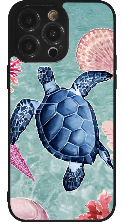Coque iPhone 14 Pro Max - Silicone rigide noir Preppy Turtle