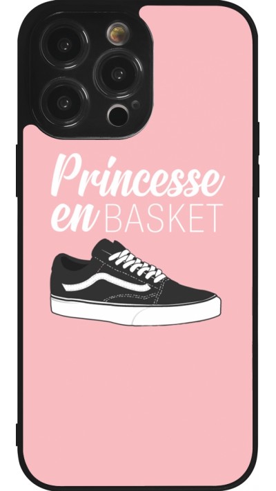 Coque iPhone 14 Pro Max - Silicone rigide noir princesse en basket