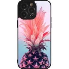 Coque iPhone 14 Pro Max - Silicone rigide noir Purple Pink Pineapple
