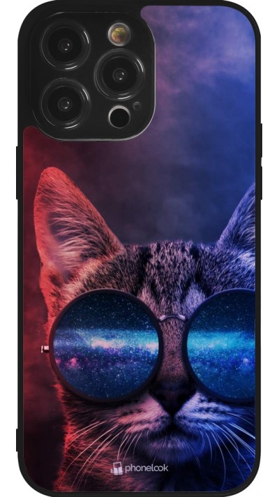 Coque iPhone 14 Pro Max - Silicone rigide noir Red Blue Cat Glasses