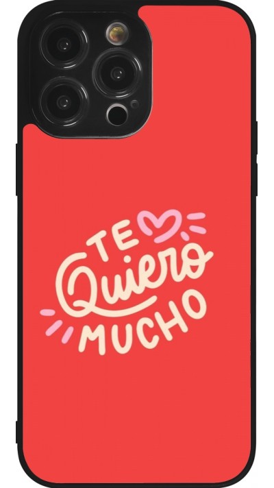 Coque iPhone 14 Pro Max - Silicone rigide noir Saint Valentines Day 26 Te quiero mucho