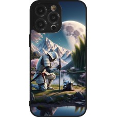 Coque iPhone 14 Pro Max - Silicone rigide noir Samurai Katana Lune