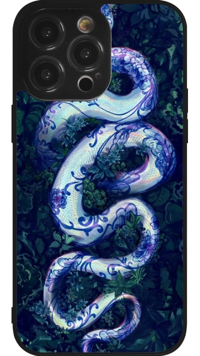 Coque iPhone 14 Pro Max - Silicone rigide noir Serpent Blue Anaconda