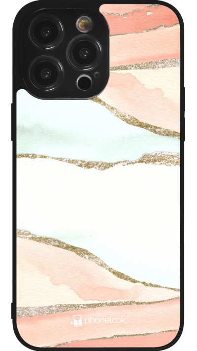 Coque iPhone 14 Pro Max - Silicone rigide noir Shimmering Orange