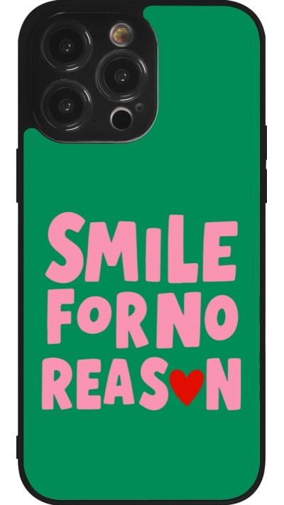 Coque iPhone 14 Pro Max - Silicone rigide noir Smile for no reason 2026