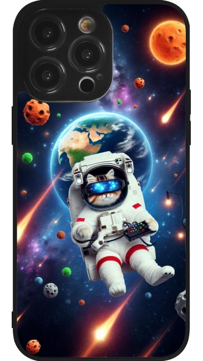 Coque iPhone 14 Pro Max - Silicone rigide noir VR SpaceCat Odyssey