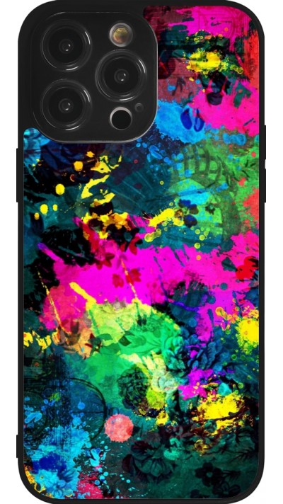 Coque iPhone 14 Pro Max - Silicone rigide noir Splash paint