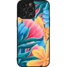 iPhone 14 Pro Max Case Hülle - Silikon schwarz Spring 23 colorful flowers