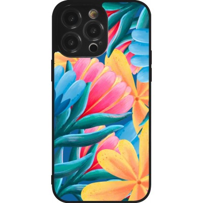 Coque iPhone 14 Pro Max - Silicone rigide noir Spring 23 colorful flowers