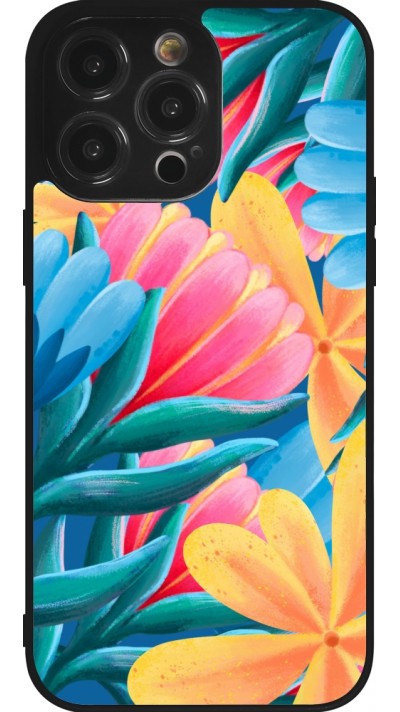 Coque iPhone 14 Pro Max - Silicone rigide noir Spring 23 colorful flowers