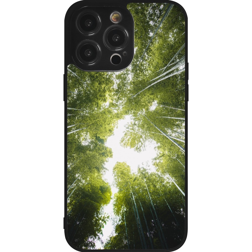 Coque iPhone 14 Pro Max - Silicone rigide noir Spring 23 forest blue sky