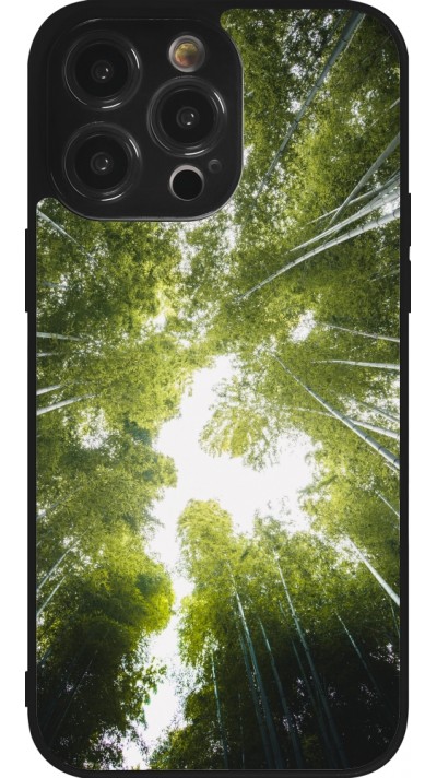 Coque iPhone 14 Pro Max - Silicone rigide noir Spring 23 forest blue sky