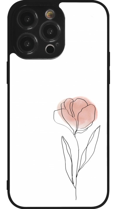 Coque iPhone 14 Pro Max - Silicone rigide noir Spring 23 minimalist flower