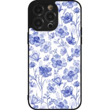 Coque iPhone 14 Pro Max - Silicone rigide noir Spring 23 watercolor blue flowers