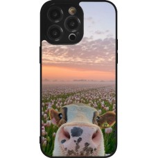 iPhone 14 Pro Max Case Hülle - Silikon schwarz Cow with tulips Spring 2026