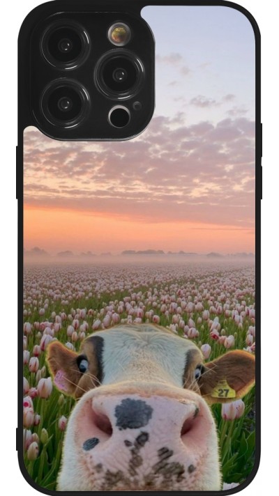 iPhone 14 Pro Max Case Hülle - Silikon schwarz Cow with tulips Spring 2026
