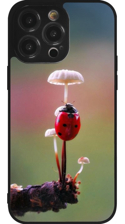 iPhone 14 Pro Max Case Hülle - Silikon schwarz Ladybird on a mushroom Spring 2026