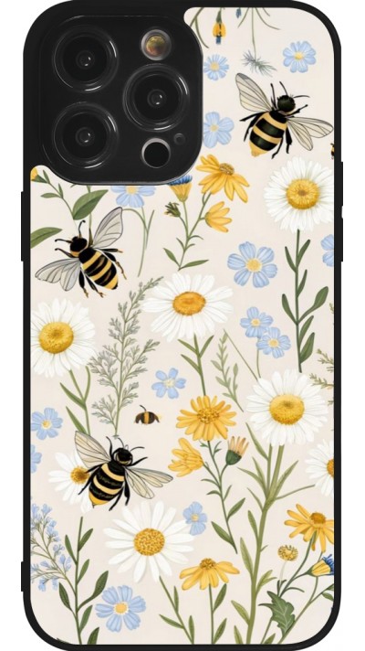 iPhone 14 Pro Max Case Hülle - Silikon schwarz Pattern bees Spring 2026