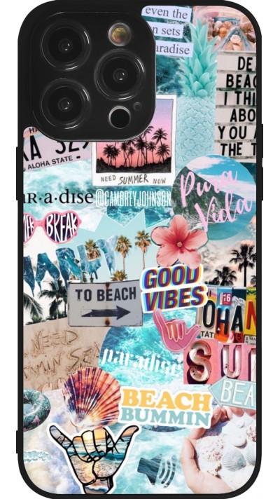 Coque iPhone 14 Pro Max - Silicone rigide noir Summer 20 collage