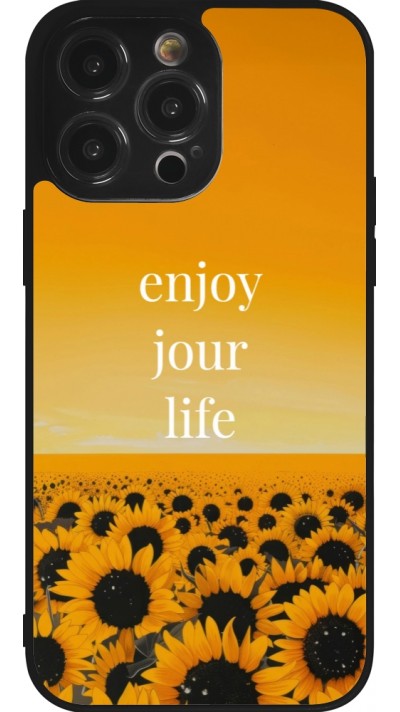 Coque iPhone 14 Pro Max - Silicone rigide noir Summer 2025 Enjoy your life
